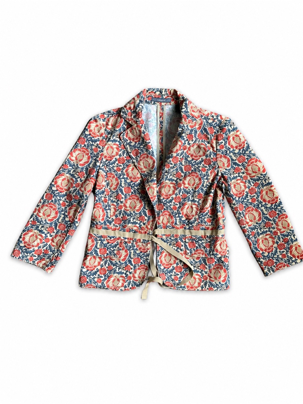 Liz Claiborne Floral Blazer Jacket Women’s Size 6 Tie Waist Boho Cottagecore